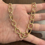 14k Yellow Gold 9.4g Hollow Very Light Oval Curb Link Necklace Italy 17"