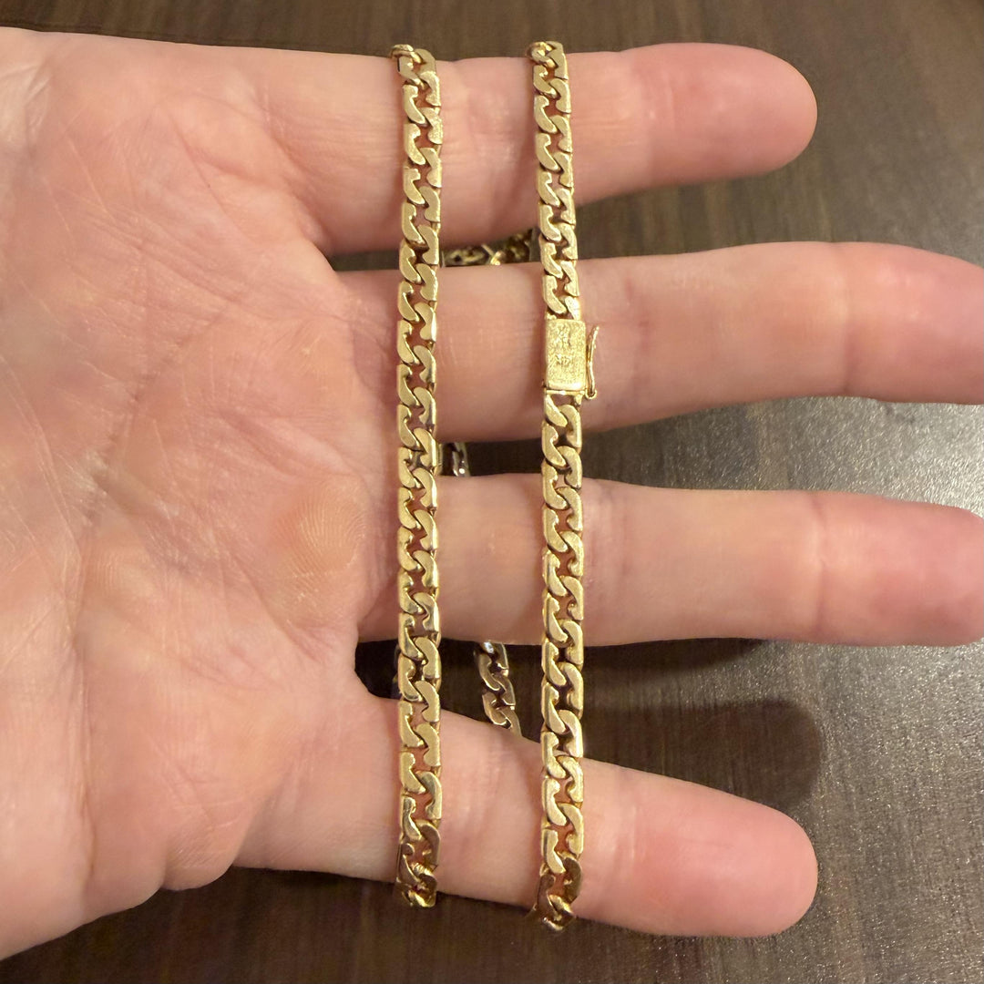 14k Yellow Gold 33.5g Vintage Solid Heavy 5mm Curb Link Chain Necklace 22"