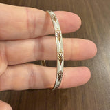 14k White and Yellow Gold 11.6g Solid Fancy Bangle Bracelet 7.85"