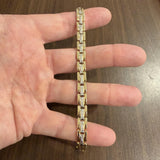 14k Yellow and White Gold 11g Ladies Fancy Link Bracelet Turkey 8"