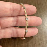 14k Rose and White Gold 0.10cttw Diamond Flex Bangle Bracelet Italy 7"