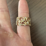 Effy 14k Yellow Gold and Diamond 7.7g Fancy Open Band Ring Size 7