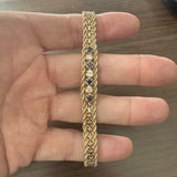 14k Yellow Gold Blue Sapphire and Diamond Rope and Bismark Bracelet 7.5"