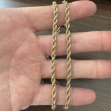 14k Yellow Gold 34.4g Solid Heavy Vintage 4.5mm Rope Chain Necklace 24"