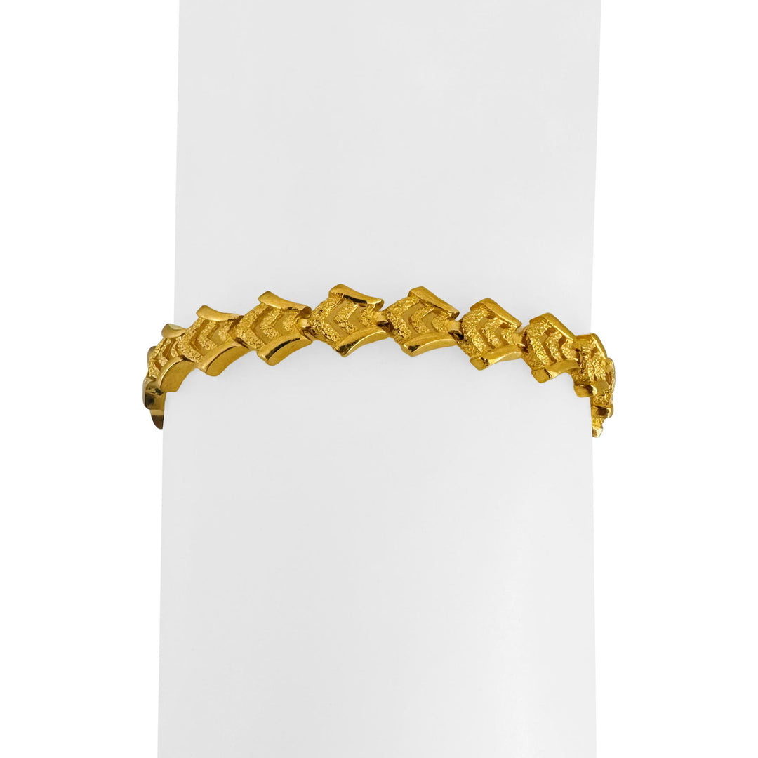 24k Pure Yellow Gold 17.9g Solid Heavy 7.5mm Fancy Link Bracelet 7"