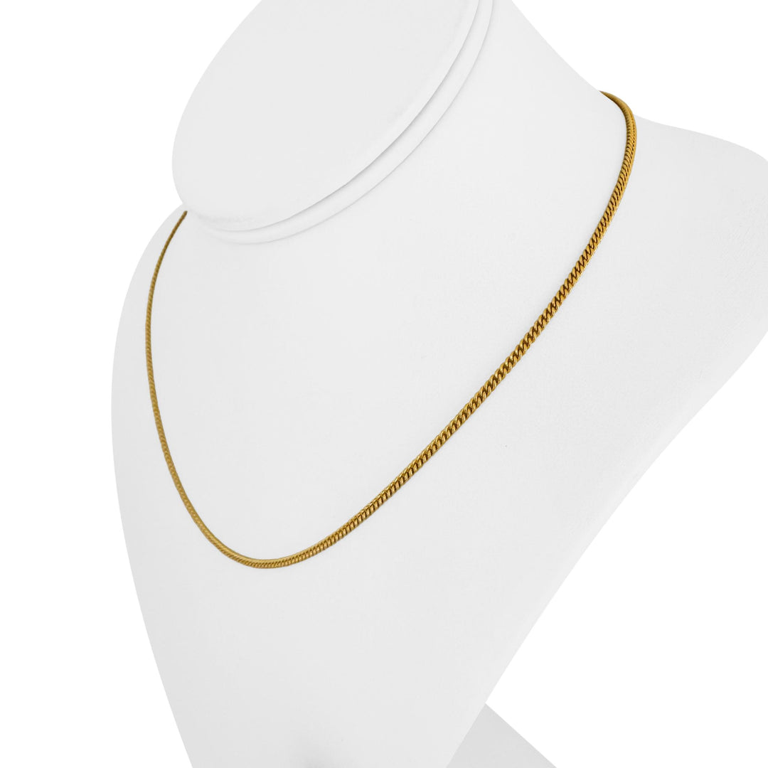 22k Yellow Gold 9.5g Solid Thin 2mm Curb Link Chain Necklace 17.5"