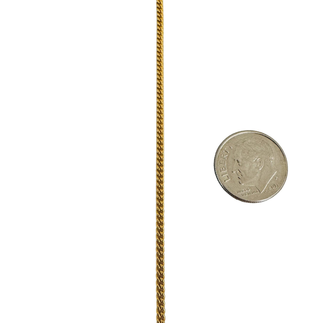 22k Yellow Gold 9.5g Solid Thin 2mm Curb Link Chain Necklace 17.5"