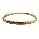 18k Yellow Gold 6g Ladies Vintage 5mm Floral Bangle Bracelet 7.5"