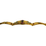18k Yellow Gold and Gemstone 17.2g Solid Vintage Panel Link Bracelet 7"