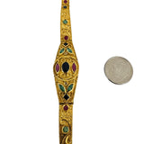 18k Yellow Gold and Gemstone 17.2g Solid Vintage Panel Link Bracelet 7"