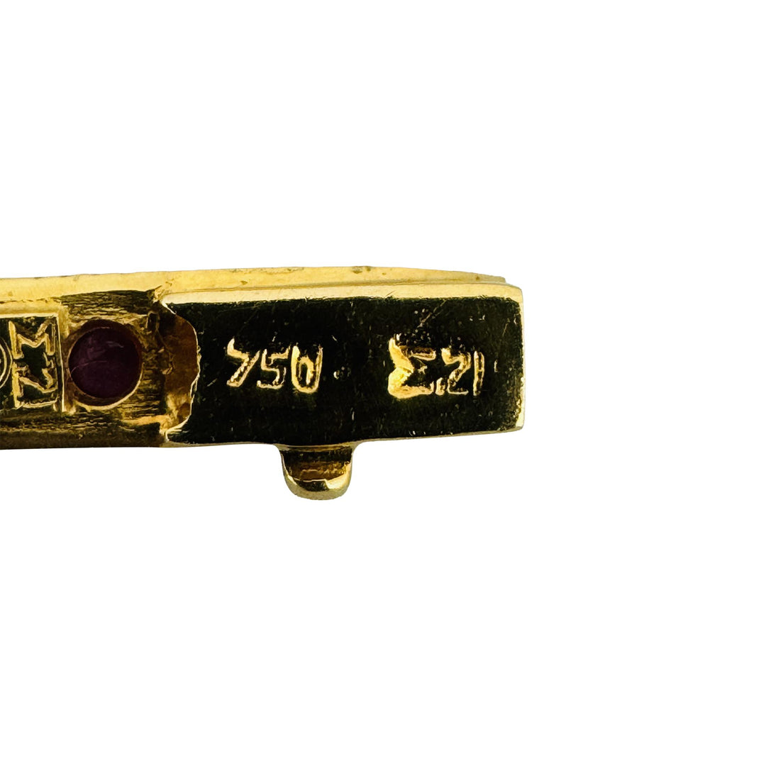 18k Yellow Gold and Gemstone 17.2g Solid Vintage Panel Link Bracelet 7"