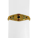 18k Yellow Gold and Gemstone 17.2g Solid Vintage Panel Link Bracelet 7"