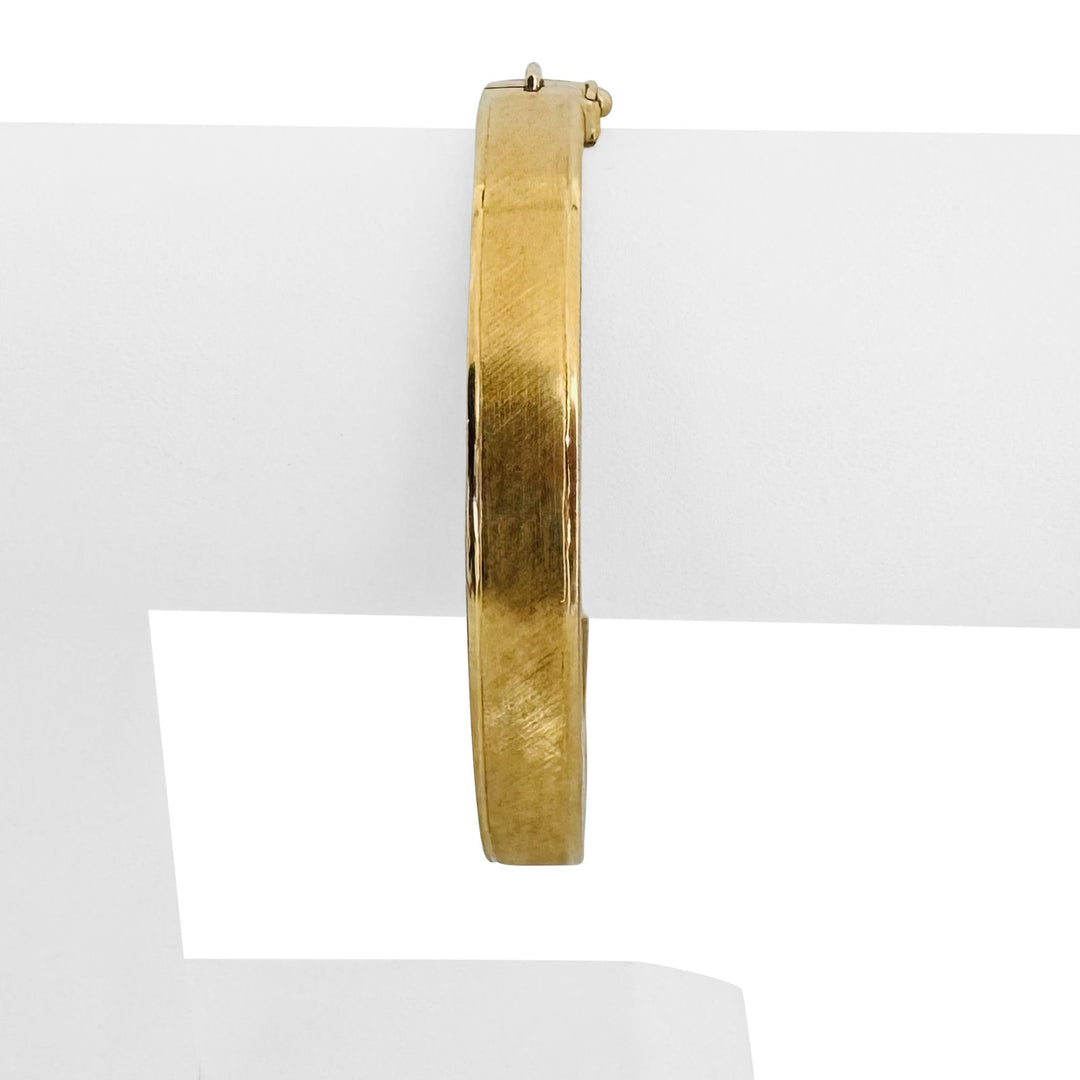 18k Yellow Gold 19g Vintage Satin Finish 8.5mm Bangle Bracelet 7"
