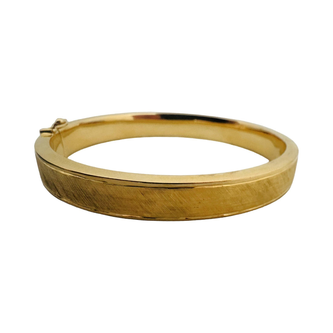 18k Yellow Gold 19g Vintage Satin Finish 8.5mm Bangle Bracelet 7"
