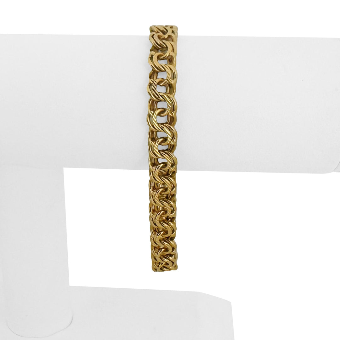 18k Yellow Gold 27g Solid Heavy Vintage Double Curb Link Bracelet 7.75"