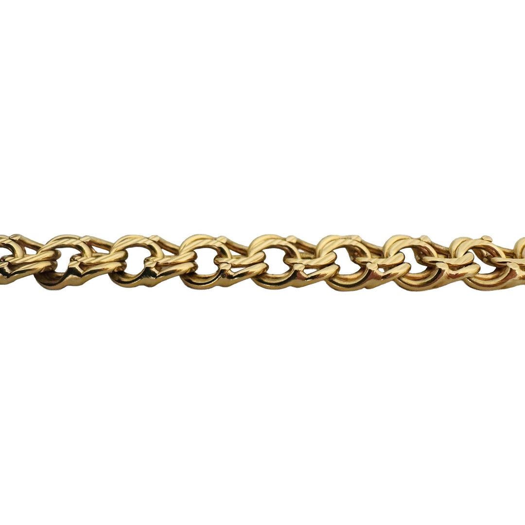 18k Yellow Gold 27g Solid Heavy Vintage Double Curb Link Bracelet 7.75"