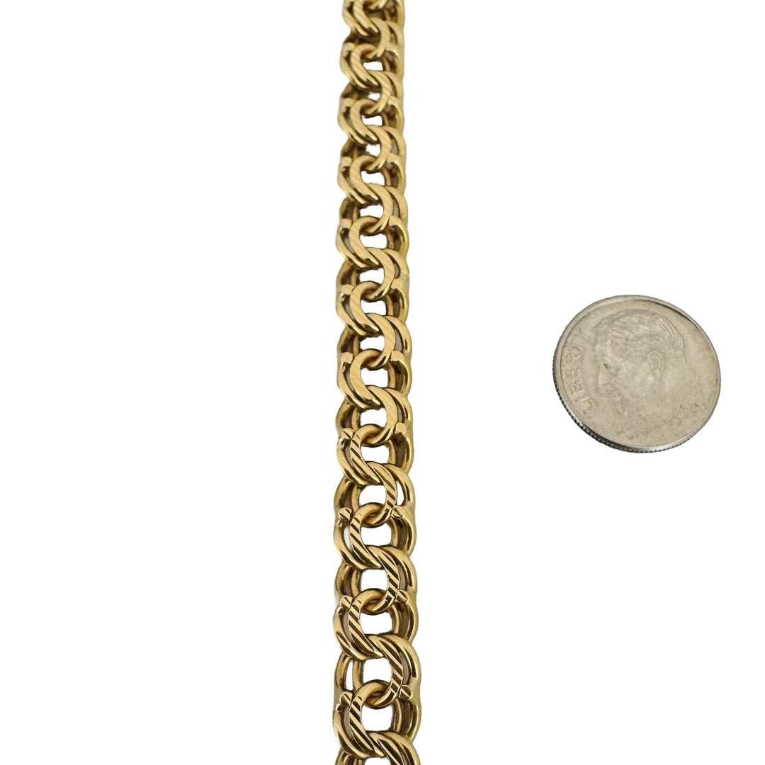 18k Yellow Gold 27g Solid Heavy Vintage Double Curb Link Bracelet 7.75"