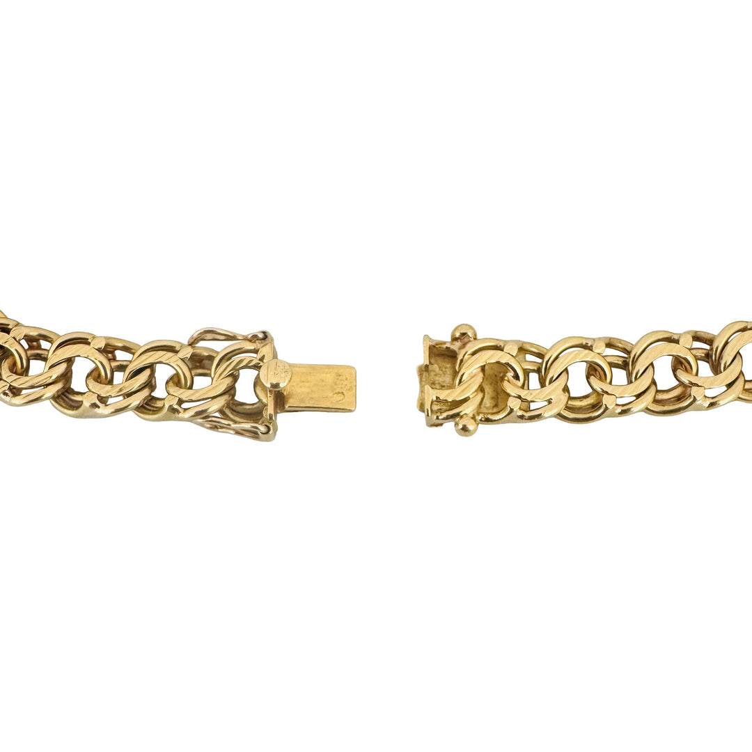 18k Yellow Gold 27g Solid Heavy Vintage Double Curb Link Bracelet 7.75"