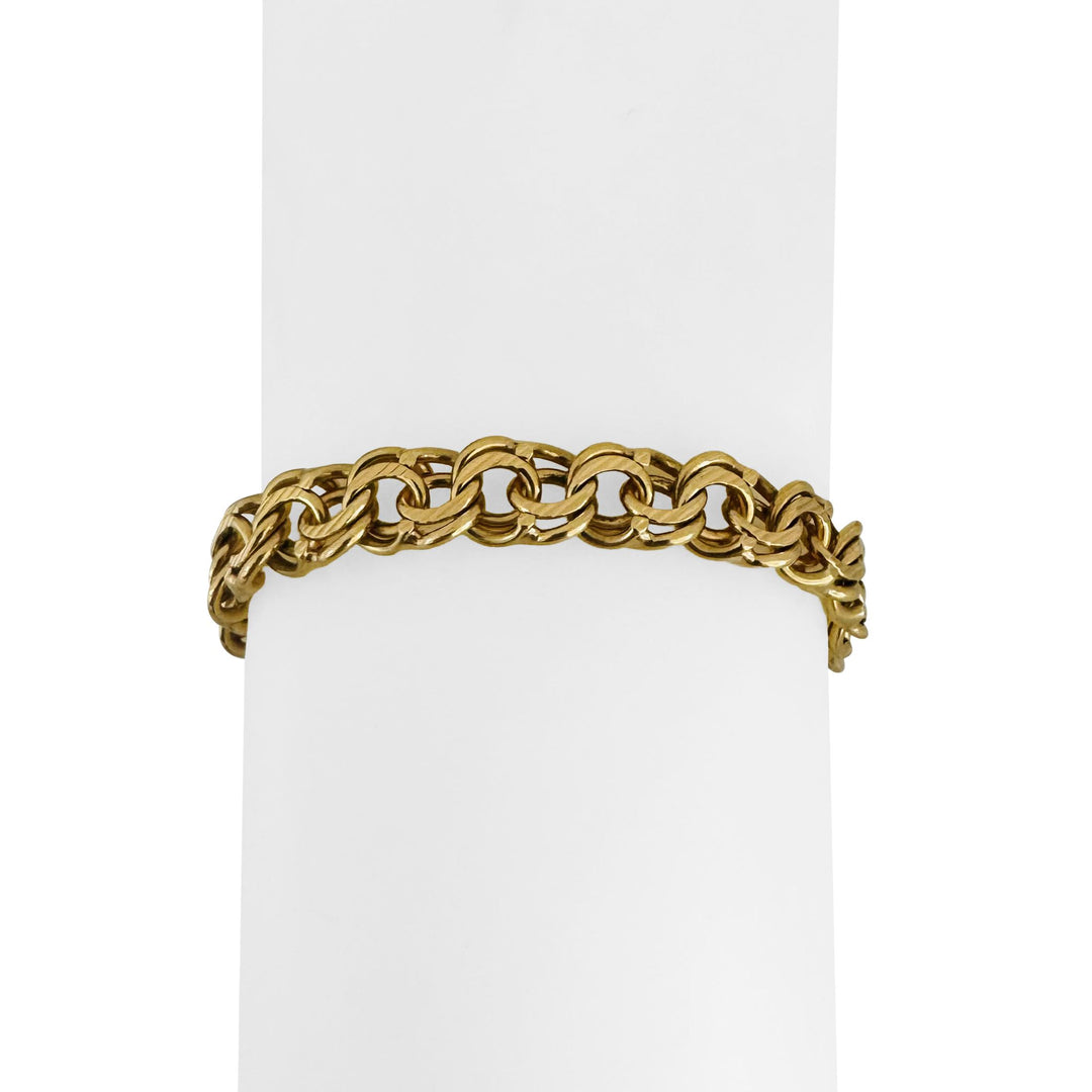 18k Yellow Gold 27g Solid Heavy Vintage Double Curb Link Bracelet 7.75"