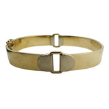 14k Yellow and White Gold 24.7g Solid Buckle Bangle Bracelet Italy 7"