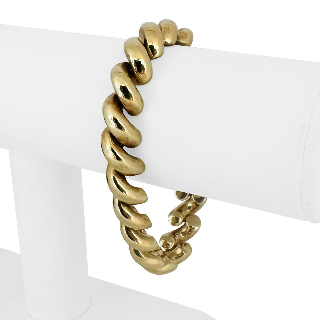 14k Yellow Gold 16.2g Ladies Polished 11mm San Marco Link Bracelet Peru 7.25"