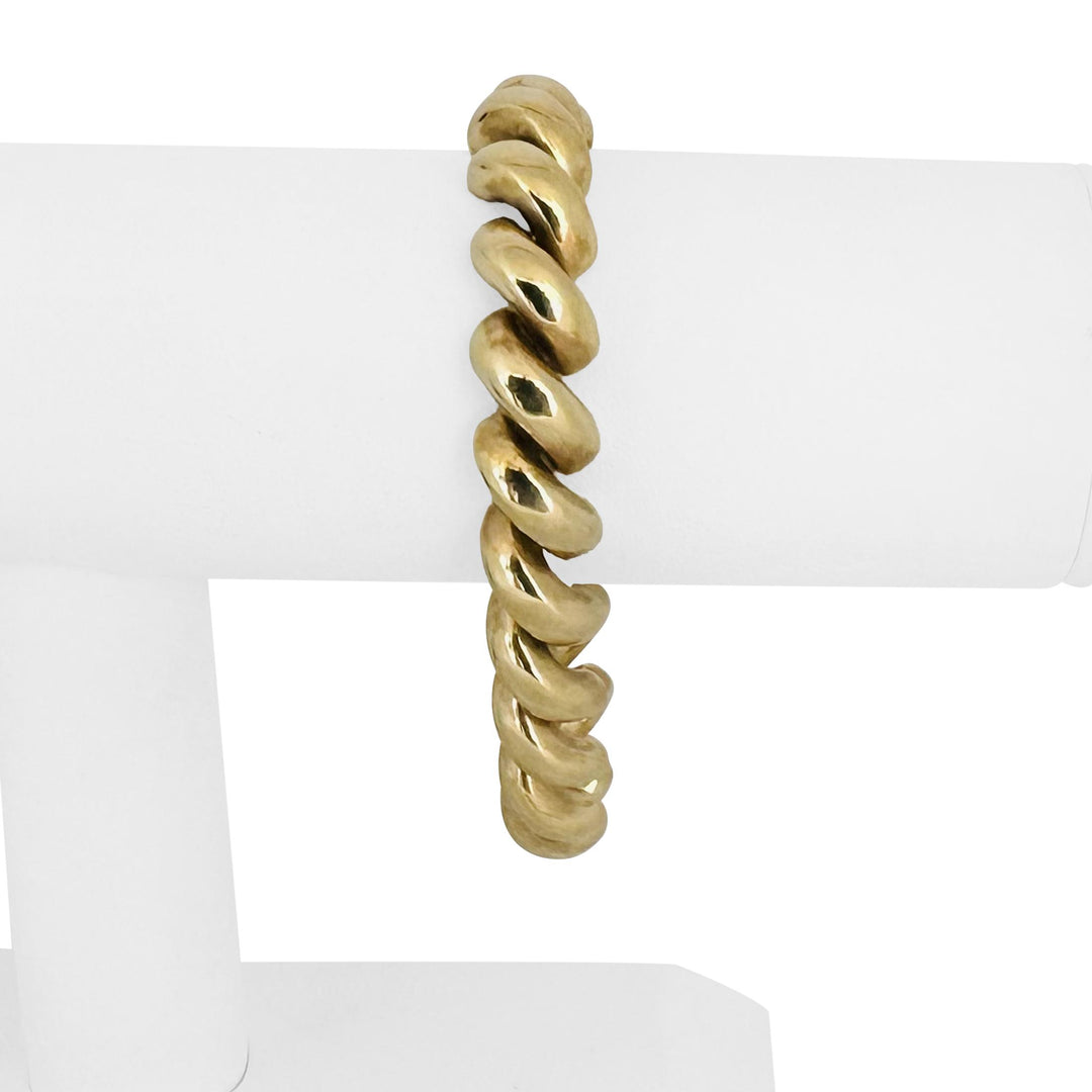 14k Yellow Gold 16.2g Ladies Polished 11mm San Marco Link Bracelet Peru 7.25"