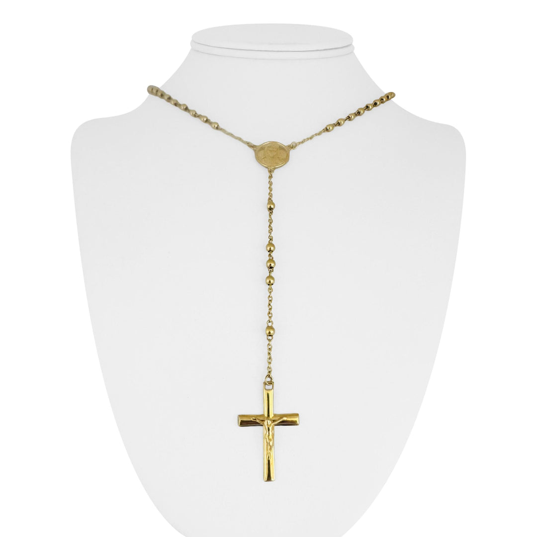 14k Yellow Gold 13.7g Vintage Children's Beaded Rosary Necklace 20"