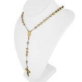 14k Yellow and White Gold 34g Vintage Diamond Cut Beaded Rosary Necklace 26"