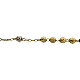 14k Yellow and White Gold 34g Vintage Diamond Cut Beaded Rosary Necklace 26"