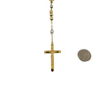 14k Yellow and White Gold 34g Vintage Diamond Cut Beaded Rosary Necklace 26"