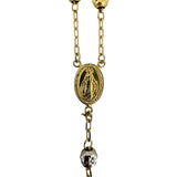 14k Yellow and White Gold 34g Vintage Diamond Cut Beaded Rosary Necklace 26"