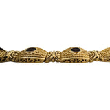 14k Yellow Gold and Garnet 29.3g Solid Vintage Panel Link Bracelet 7"