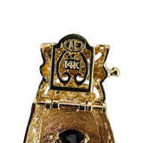 14k Yellow Gold and Garnet 29.3g Solid Vintage Panel Link Bracelet 7"
