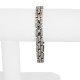14k White Gold 21.5g Vintage Solid 8mm Panther Link Bracelet 7.5"