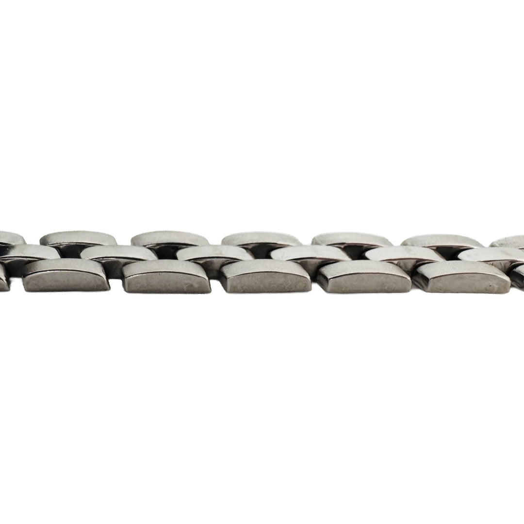 14k White Gold 21.5g Vintage Solid 8mm Panther Link Bracelet 7.5"