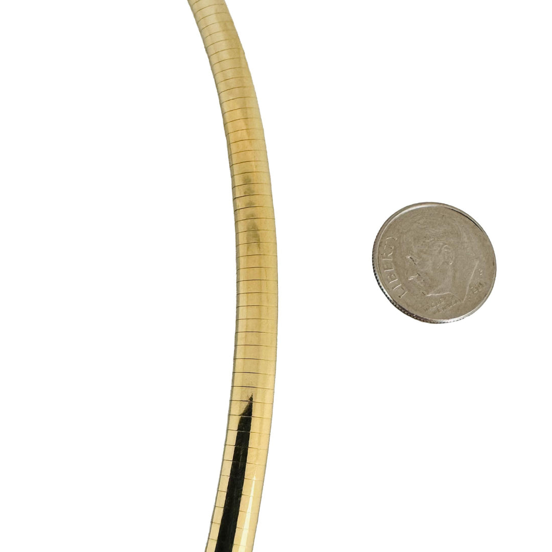 14k Yellow Gold 36g Solid Heavy 6mm Omega Link Necklace Italy 16"