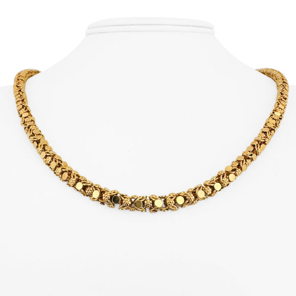 19k Portuguese Yellow Gold 52.5g Heavy Vintage Beaded Fancy Link Necklace 19.5