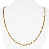 19k Portuguese Yellow Gold 13g Solid 3mm Figaro Link Chain Necklace 24"