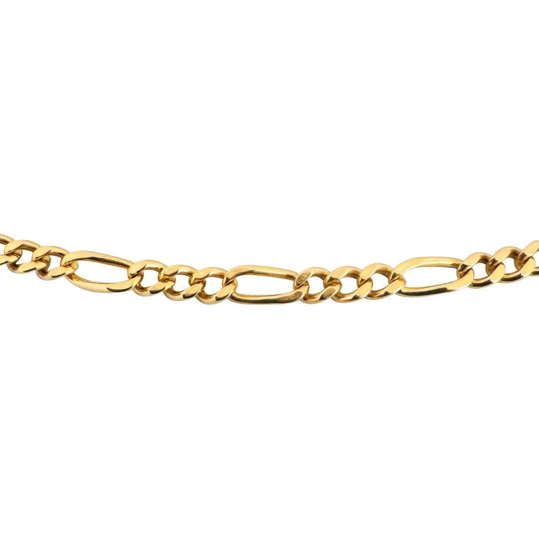 19k Portuguese Yellow Gold 13g Solid 3mm Figaro Link Chain Necklace 24"