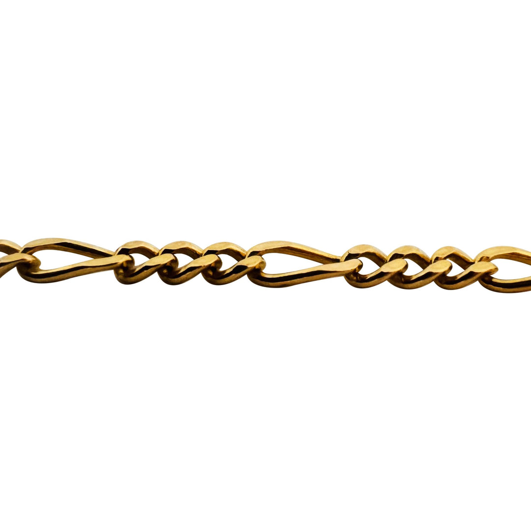 19k Portuguese Yellow Gold 13g Solid 3mm Figaro Link Chain Necklace 24"