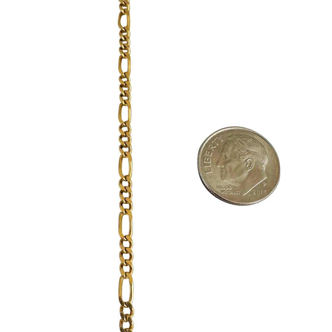 19k Portuguese Yellow Gold 13g Solid 3mm Figaro Link Chain Necklace 24"