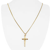 19k Portuguese Yellow Gold 5.8g Curb Chain and Crucifix Pendant Necklace 24"