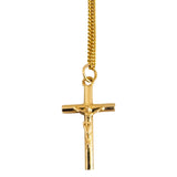 19k Portuguese Yellow Gold 5.8g Curb Chain and Crucifix Pendant Necklace 24"