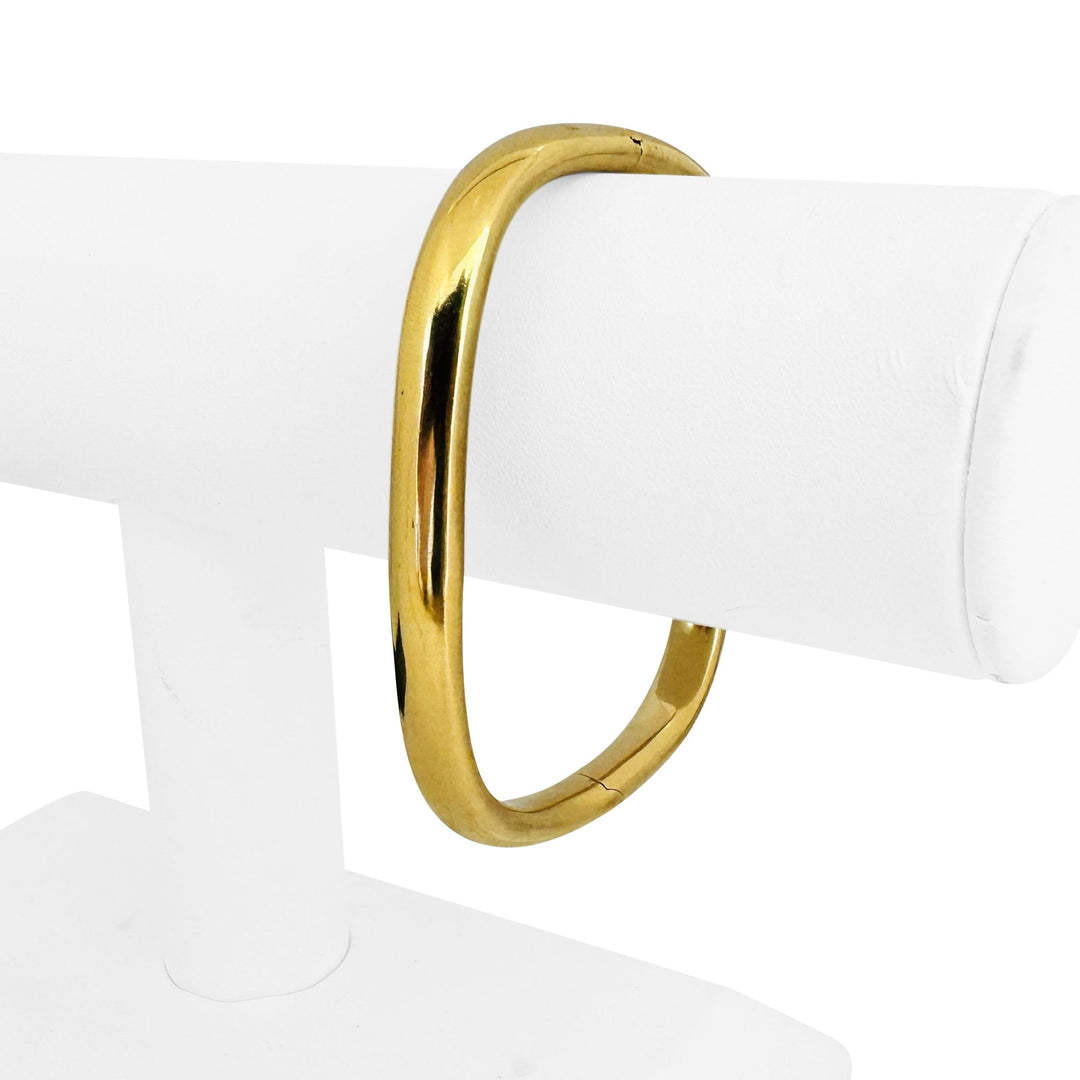 18k Yellow Gold 22g Heavy Vintage 7.5mm Squared Bangle Bracelet Italy 7"