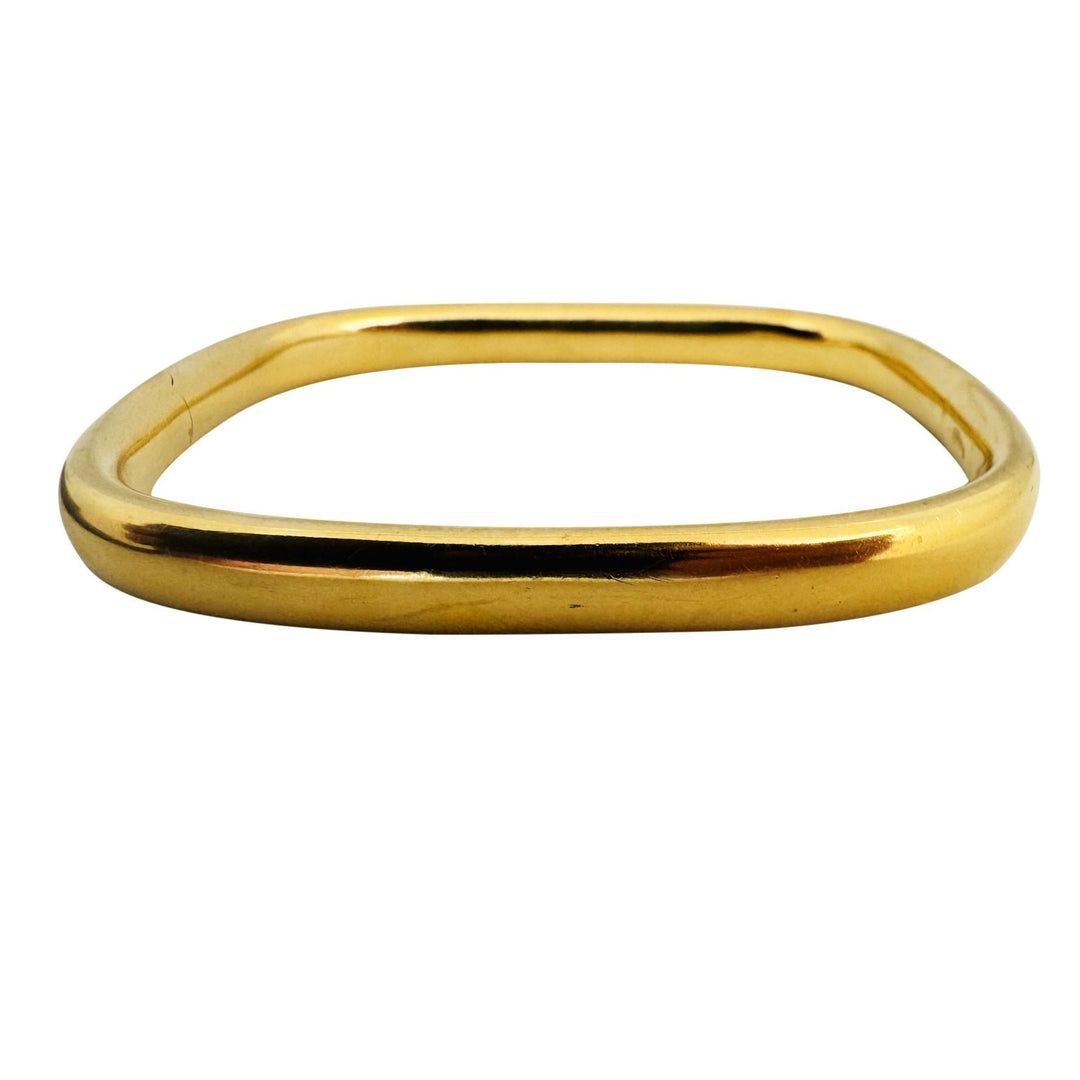 18k Yellow Gold 22g Heavy Vintage 7.5mm Squared Bangle Bracelet Italy 7"