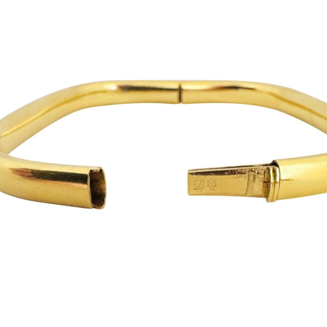18k Yellow Gold 22g Heavy Vintage 7.5mm Squared Bangle Bracelet Italy 7"
