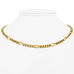 18k Yellow Gold 23.4g Solid Vintage 4.2mm Figaro Link Chain Necklace Italy 16"