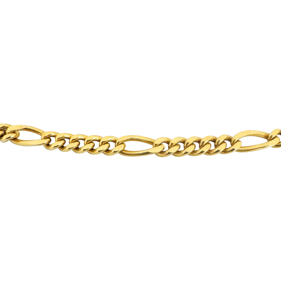 18k Yellow Gold 23.4g Solid Vintage 4.2mm Figaro Link Chain Necklace Italy 16"
