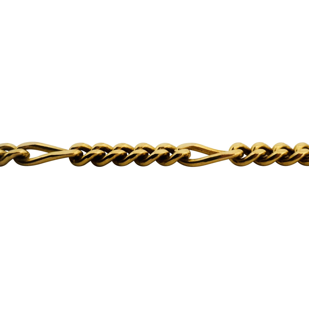 18k Yellow Gold 23.4g Solid Vintage 4.2mm Figaro Link Chain Necklace Italy 16"