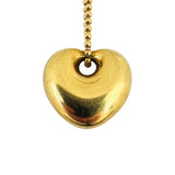 18k Yellow Gold and Diamond Station Ball Necklace and Puffy Heart Pendant 30"